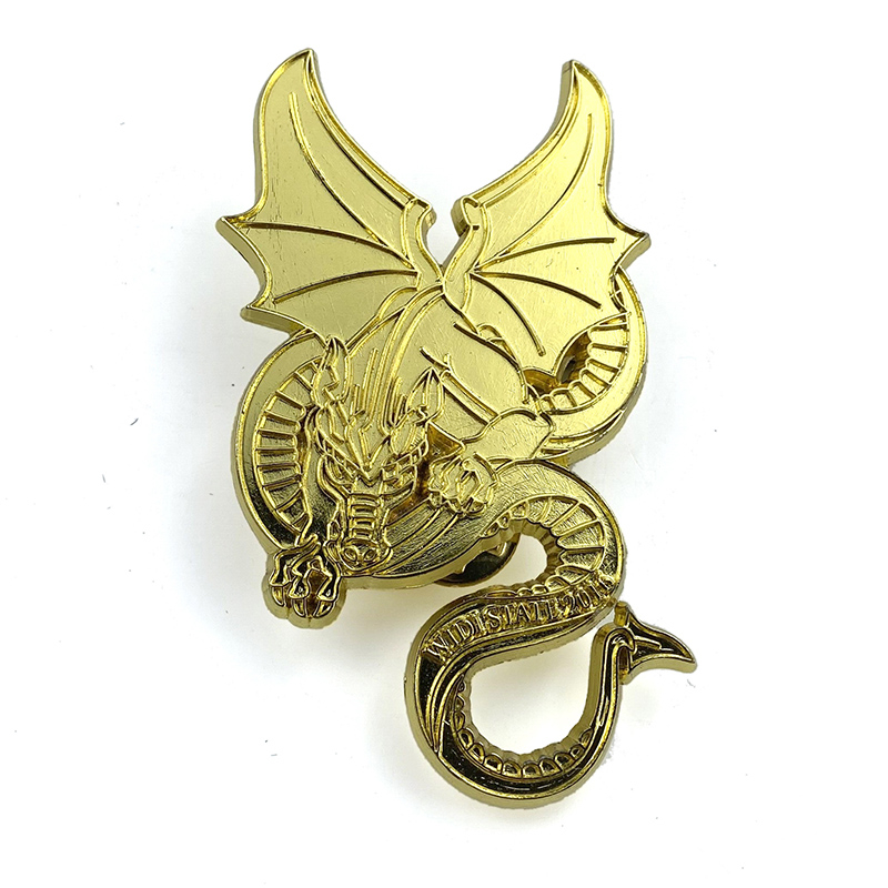 Pin de esmalte de dragón de oro personalizado