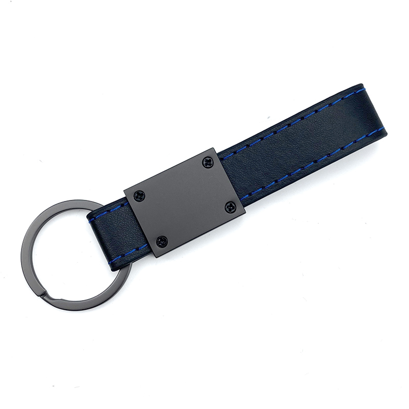 Llavero cuadrado minimalista de cuero genuino